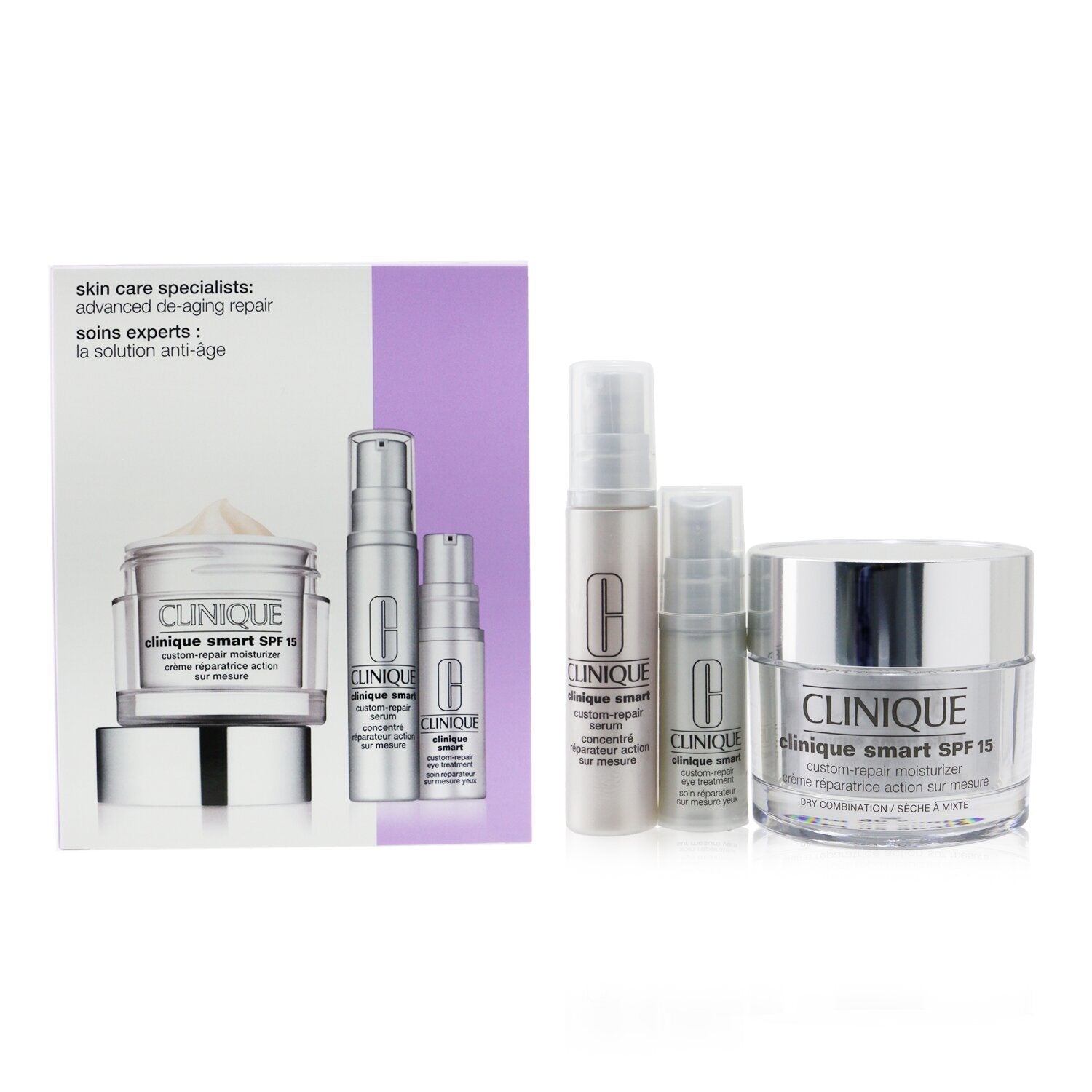 Clinique - Skincare Specialists Clinique Smart Custom-Repair Set: Moisturizer SPF 15 50ml + Serum 10ml + Eye Treatment 5ml - 3pcs - Beauty Nuova